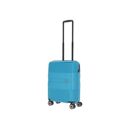 travelite valigia a mano a guscio rigido a 4 ruote piccola con chiusura tsa, serie waal, trolley robusto con rivestimento riciclato, 55 cm, 36 l, turchese