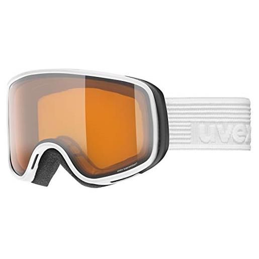 Uvex scribble lg, occhiali da sci per bambini, con intensificazione del contrasto, campo visivo ampliato, privo di appannamenti, white/lasergold-clear, one size