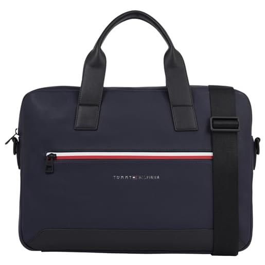 Tommy Hilfiger borsa laptop uomo computer bag con zip, blu (space blue), taglia unica