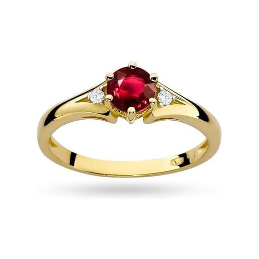 MARKO anello di fidanzamento 14 carati (585) in oro, decorato con rubino 0,60 ct e diamanti e una scatola elegante per l'anello #17