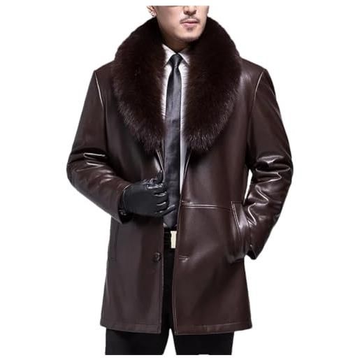 Dvbfufv abbigliamento invernale da uomo giacca lunga in pelle cappotto parka pile maschile spesso di grandi dimensioni giacche di pelle di pecora