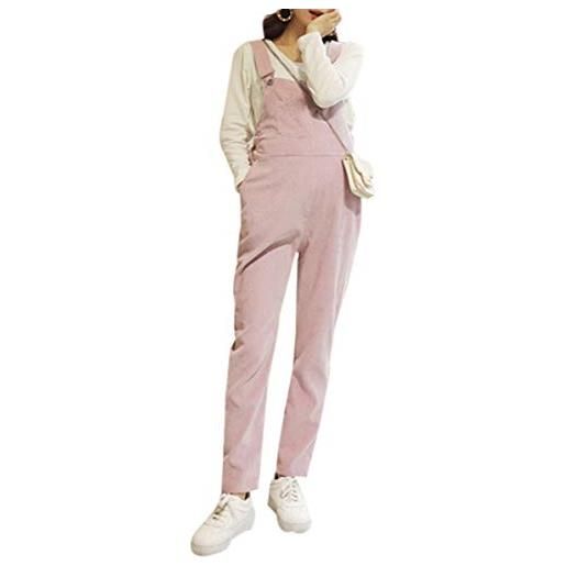 Qianliniuinc pantaloni incinte abbigliamento tute maternità - salopette da gravidanza vestiti premaman cintura regolabile casual baggy (rosa, m)