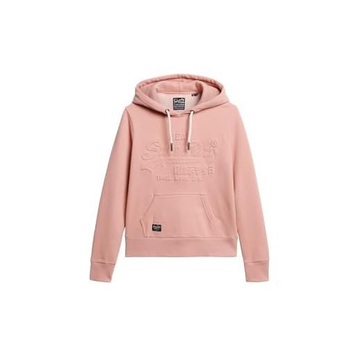 Superdry hoodie graphic vl embossed maglia di tuta, rosa blush, 48 donna