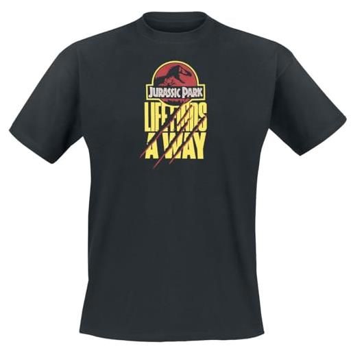 Jurassic Park life finds a way uomo t-shirt nero s 100% cotone taglia extra