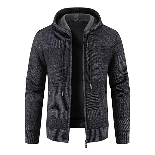 Generic blusentops uomo scuola manica lunga zip corta giacche autunno con cappuccio basic giacche semplice uomo lana leggero confortevole, 01 grigio scuro. , l