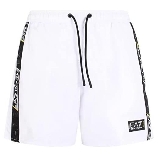 EA7 beachwear uomo bianco shorts mare con bande laterali logate 52
