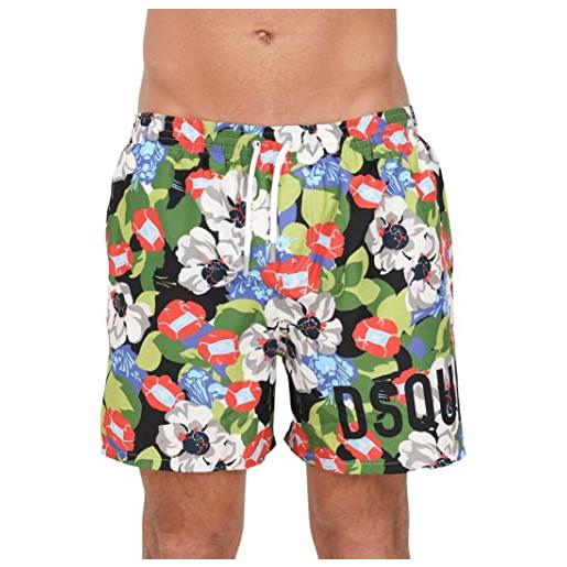 DSQUARED2 beachwear uomo verde shorts mare con stampa floreale 46