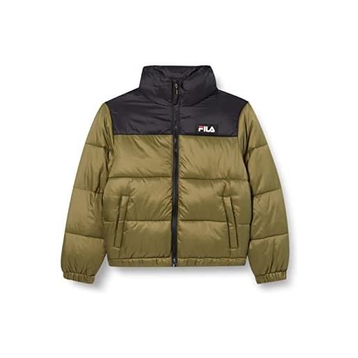 Fila stavanger puff jacket giacca, burnt olive-black, 170 cm-176 cm unisex-bambini e ragazzi