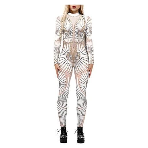 HANXIULIN ciabatte perline costume di halloween per la simulazione del dolcevita da donna con stampa 3d robot con zip body per il corpo tute artigli