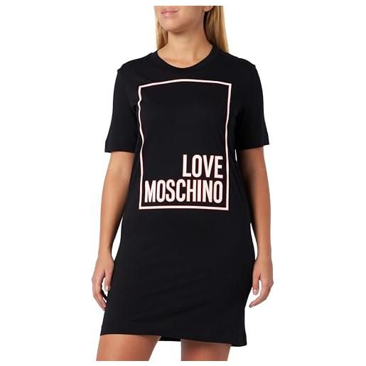 Love Moschino manica corta t-shape regular fit dres dress, nero, 48 donna