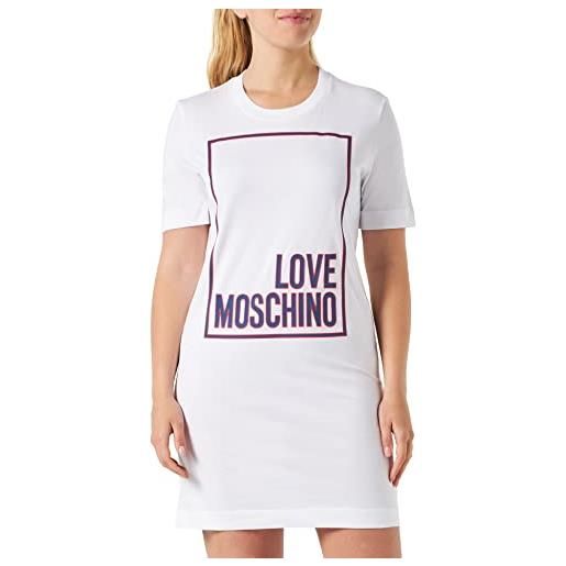 Love Moschino manica corta t-shape regular fit dres dress, bianco, 50 donna