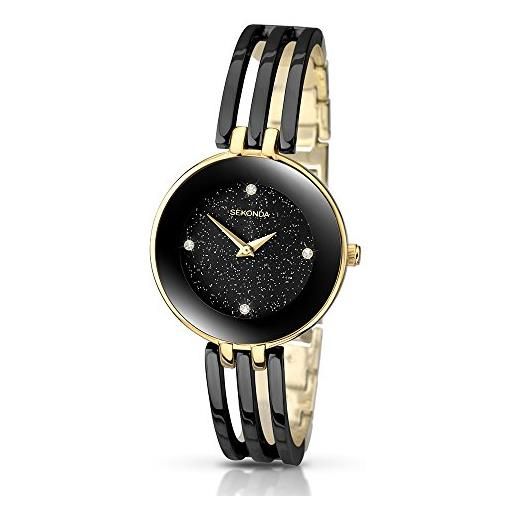 Sekonda orologio da polso, donna, nero/oro