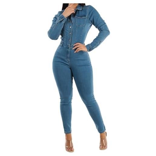 Generico jeans neri donna pantaloni a matita di jeans a maniche lunghe elasticizzati slim da tuta da donna pantaloni lunghi (blue, s)