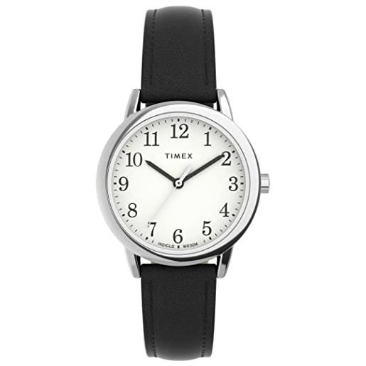 Timex easy reader, orologio da donna con cinturino in pelle da 30 mm, tw2v69100