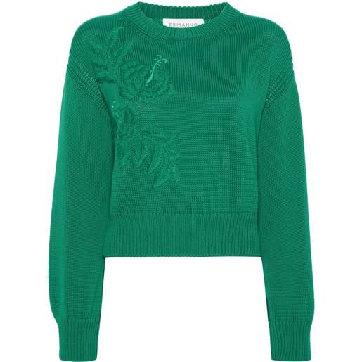 ERMANNO FIRENZE maglione con ricamo a fiori - verde