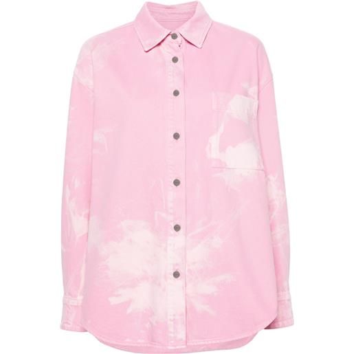 MSGM camicia denim effetto schiarito - rosa