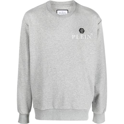 Philipp Plein maglione girocollo con placca logo - grigio