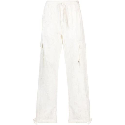 MSGM pantaloni con effetto vissuto - bianco