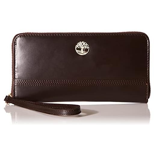 Timberland leather rfid zip around wallet clutch with wristlet strap, cinturino da polso donna, marrone (nuvoloso), taglia unica