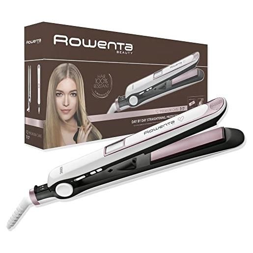 Rowenta premium care 7/7 sf7460f0 - piastra per capelli ad alta protezione, rivestimento di cheratina di cashmere con olio di argan e generatore di ioni. 