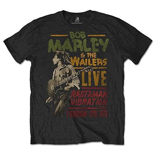 Rock Off rockoff bob marley rastaman vibration tour 1976 t-shirt, nero, s uomo