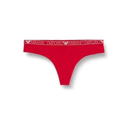 Emporio Armani underwear women's 2-pack essential studs logo thong, mutandine perizoma da donna, ruby red, taglia l