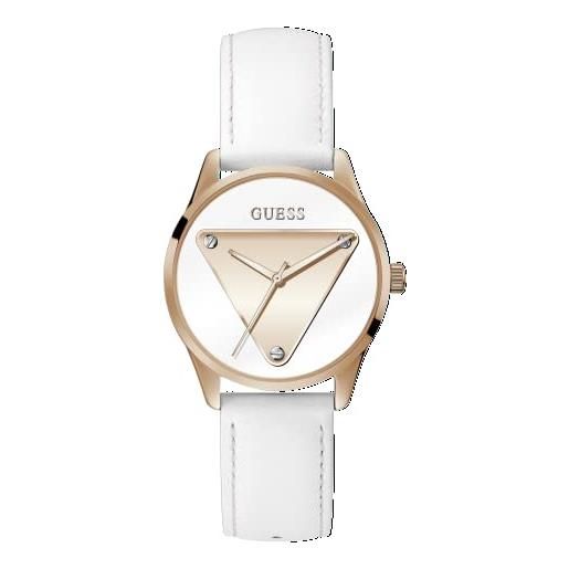 GUESS orologio da donna con emblema analogico al quarzo con cinturino sintetico gw0399l2, bianco, cinturino