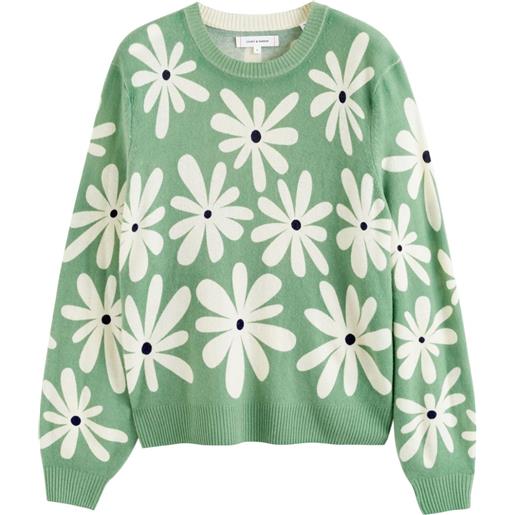 Chinti & Parker maglione ditsy daisy con intarsio - verde