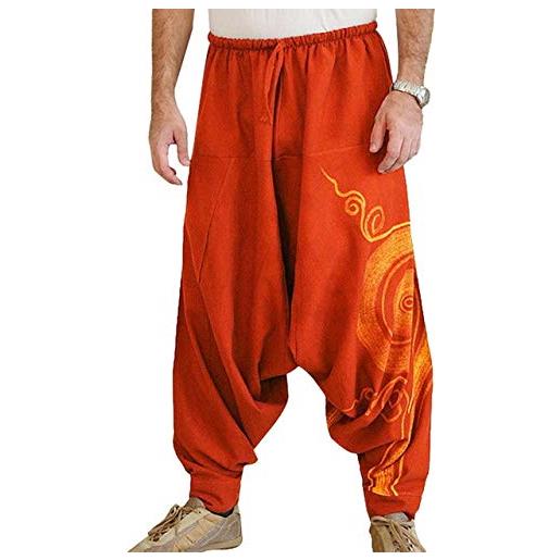 Loeay moda uomo pantaloni haren pantaloni cavallo hip hop pantaloni sportivi uomo pantaloni casual allentati medievali stampa costume pantaloni maschili rosso xxxl