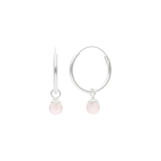 San Saru orecchini a cerchio con quarzo rosa in argento 925 - orecchini sottili ed eleganti per donna/ragazza - orecchini mahesha (14mm) San Saru