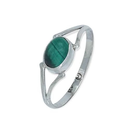 mantraroma anello argento 925 con pietre preziose malachite pietra verde argento sterling da donna in vero argento (mrg-207-10-(58))