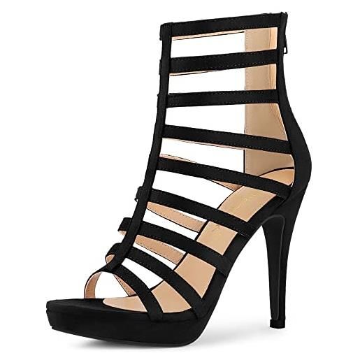 Allegra K - sandali da donna con tacco a spillo e tacco a spillo, nero (nero ), 37 eu