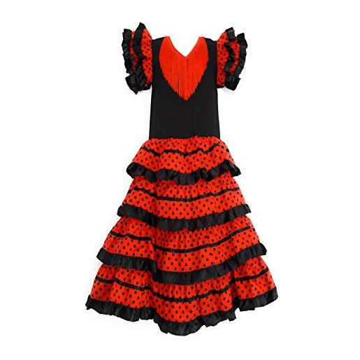 Flamifeel - vestito flamenco, da adulto, rouge-noir, l