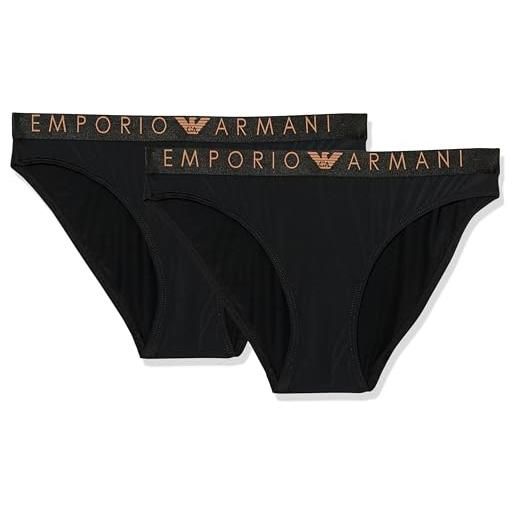 Emporio Armani women's 2-pack iconic microfiber brief slip, black, s (pacco da 2) da donna