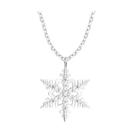 Sofia Milani - collana da donna in argento 925 - con pietra zircone - ciondolo a fiocco di neve - 50260