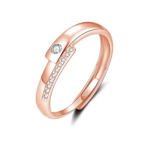 Bewenda coppia di anelli in argento sterling 925, per uomo e donna, regolabile, anello di fidanzamento, anello di fidanzamento, anello di matrimonio, facile aperto, con zirconi bianchi, confezione