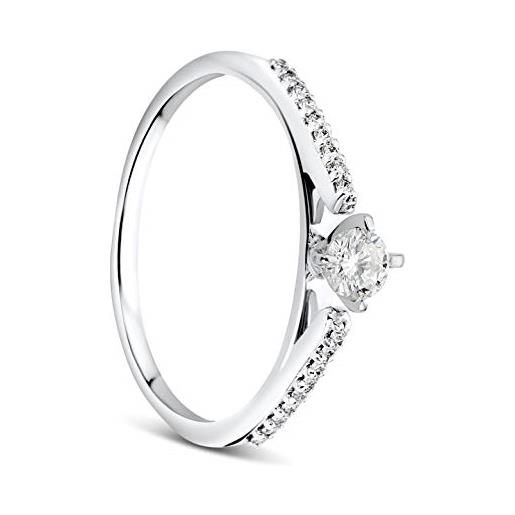 Orovi vir jewels - anello da donna in oro bianco 0,18 carati con solitario centrale e diamante da 0,07 carati, oro, diamante