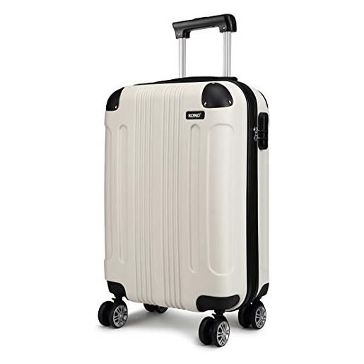 KONO trolley bagaglio a mano rigidi abs 55x35x20 valigia con 4 ruota valigie 33l (beige)