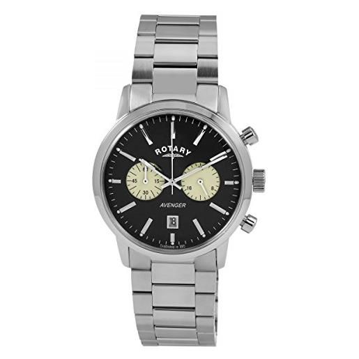 Rotary gb02730/04 orologio cronografo da polso, uomo, cinturino in acciaio inossidabile, argento