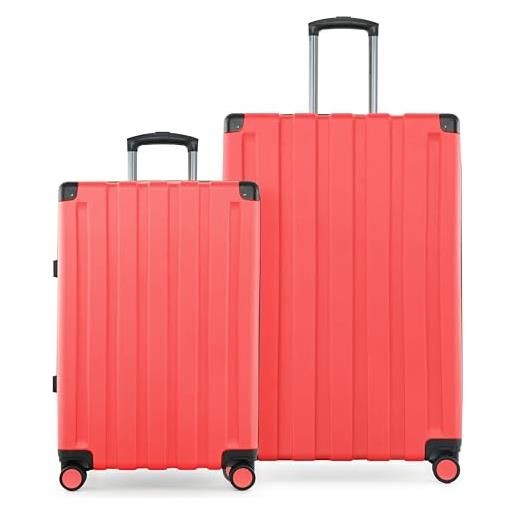 Hauptstadtkoffer q-damm - trolley rigido tsa, 4 ruote, corallo, koffer-set (m+l), set di valigie