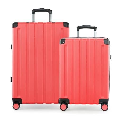 Hauptstadtkoffer q-damm - trolley rigido tsa, 4 ruote, corallo, koffer-set (s+m), set di valigie