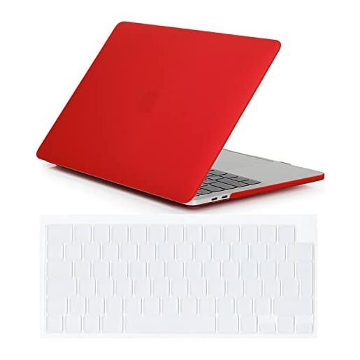 Se7enline compatibile con mac. Book pro case 16 2021/2022 m1 pro/m1 max chip modello a2485 matte laptop custodia protettiva hard shell protettiva con tastiera cover skin (layout uk), rosso