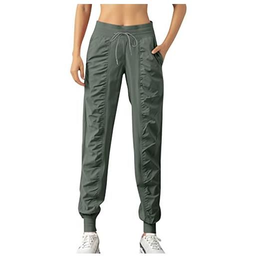 XTBFOOJ Pantaloni di Lino Donna Donna Pantaloni Larghi Lino Vita Alta  Pantaloni Gamba Larga Estivi con Coulisse Pantaloni con Tasche Spiaggia  Elegante