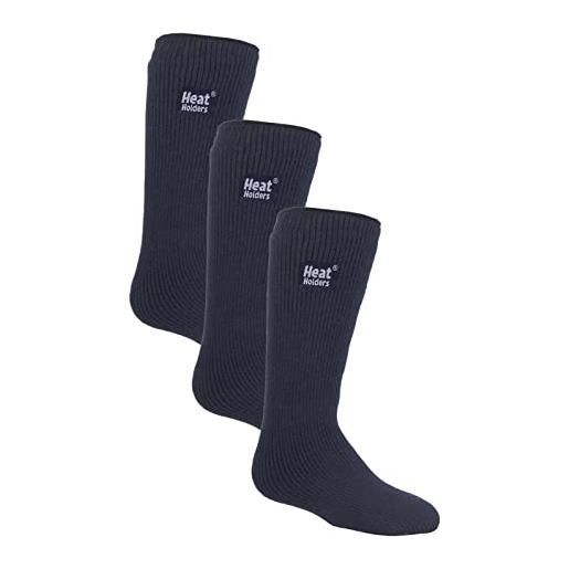 HEAT HOLDERS calzini termici per bambini per stivali di gomma, confezione da 3 pezzi, caldi calzini termici per l'inverno, indaco blu, 34-39