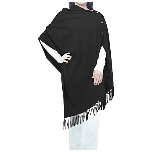 SEAUR donna sciarpa invernale scialle elegante lungo stole avvolgere calda morbida pashmina coprispalle con bottone per inverno autunno nero