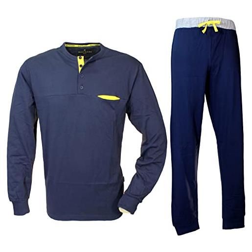 Navigare pigiama uomo cotone jersey manica lunga colore blu navy 2141438 (xxl)