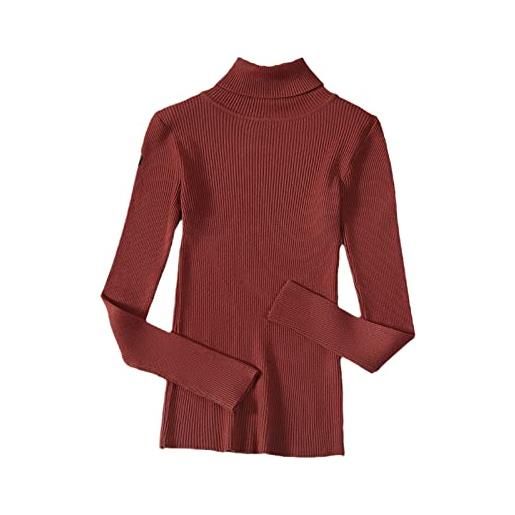 EDSNHG base dolcevita donne maglioni inverno top slim signore casual manica lunga pullover maglia maglione maglione morbido caldo, rosso mattone, m