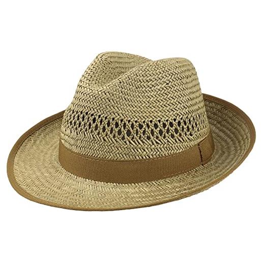 LIPODO cappello di paglia basic bogart donna/uomo - made in italy da sole cappelli spiaggia con nastro grosgrain primavera/estate - xxl (62-63 cm) natura