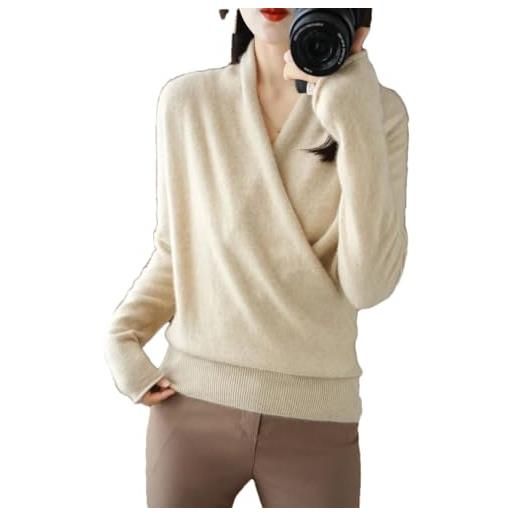 Hgvcfcv cardigan in lana da donna con scollo a v top primavera e autunno nuovo maglione sottile in cashmere maglione casual lavorato a maglia allentato femminile