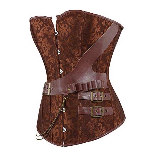 Hengzhifeng corsetto donna steampunk bustino corpetto halloween (eur 48-50, marrone)